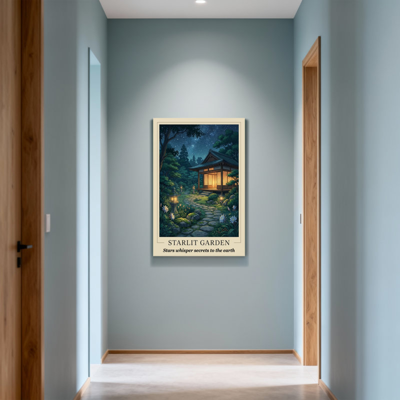 Paysage et nature, jardin nocturne étoilé, chalet japonais