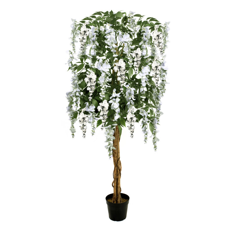 GreenBrokers Artificial Lilac Wisteria Tree 150cm/5ft, White, 154cm H x 20cm W x 20cm D