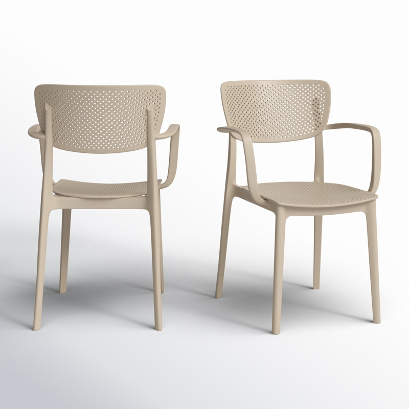 Farrah Stacking Patio Dining Armchair, Taupe