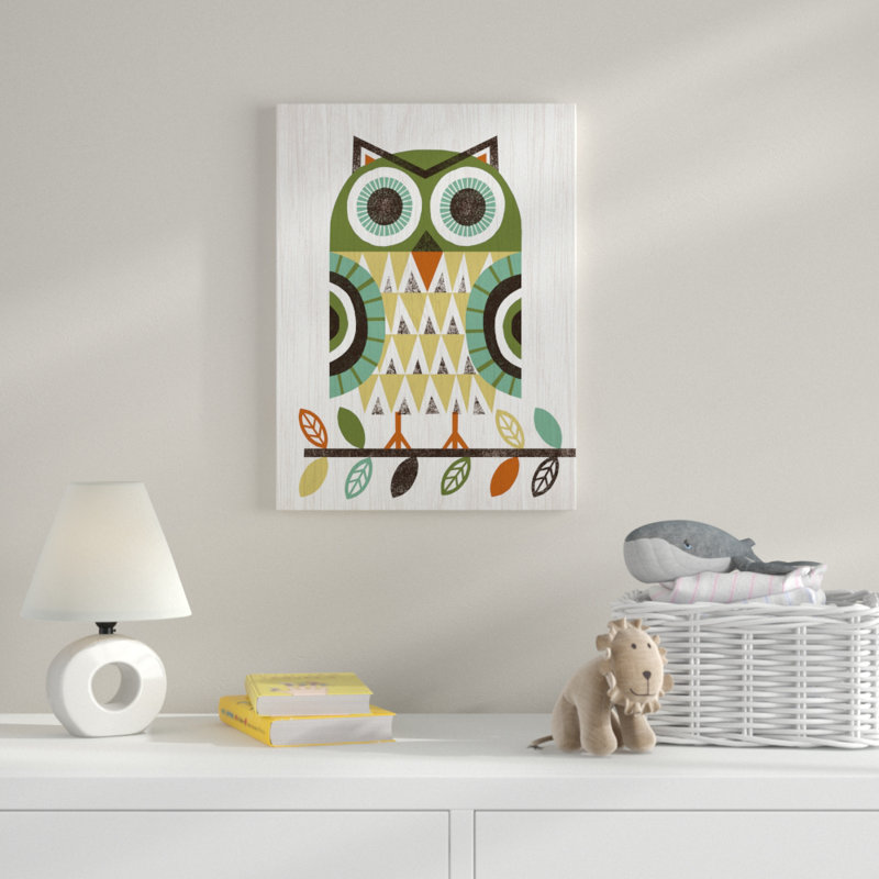« folking hibou earth », art sur toile, H 19 po x l 14 po x P 2 po