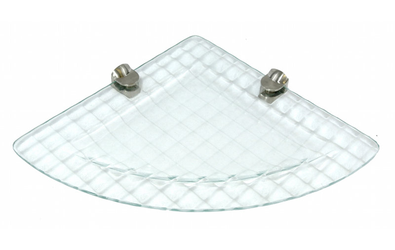 Corner Glass Corner Shelf with Adjustable Shelves, 7" W x 7" D