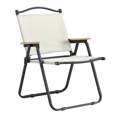 Chaise pliante d'extérieur beige 2 pièces - pour le camping / pique-nique / patio