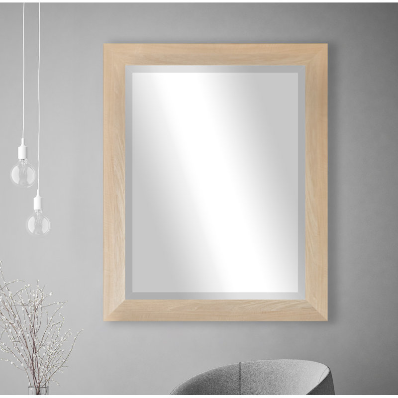 Miroir biseauté moderne / contemporain Ungar, H 31,5 po x l 27,5 po x P 0,75 po, Érable blond