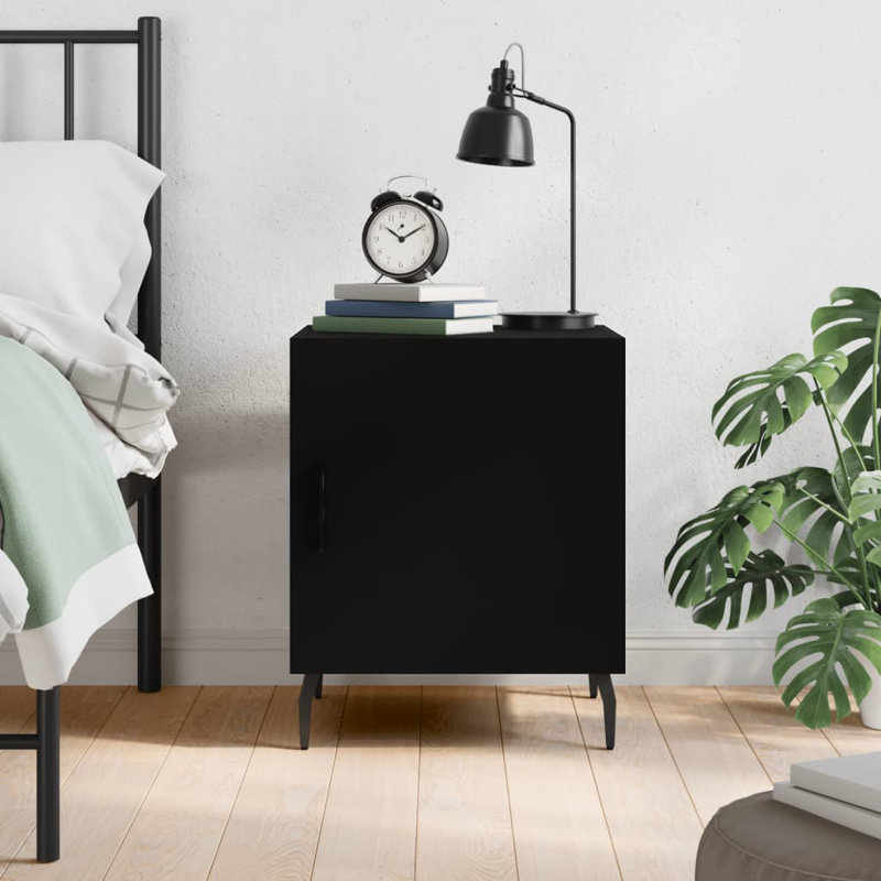 Mearle 40cm W Iron Bedside Table, Black, Individual