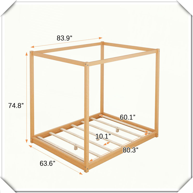 Canopy Platform Bed Support Legs Sturdy Elegant Design,Queen