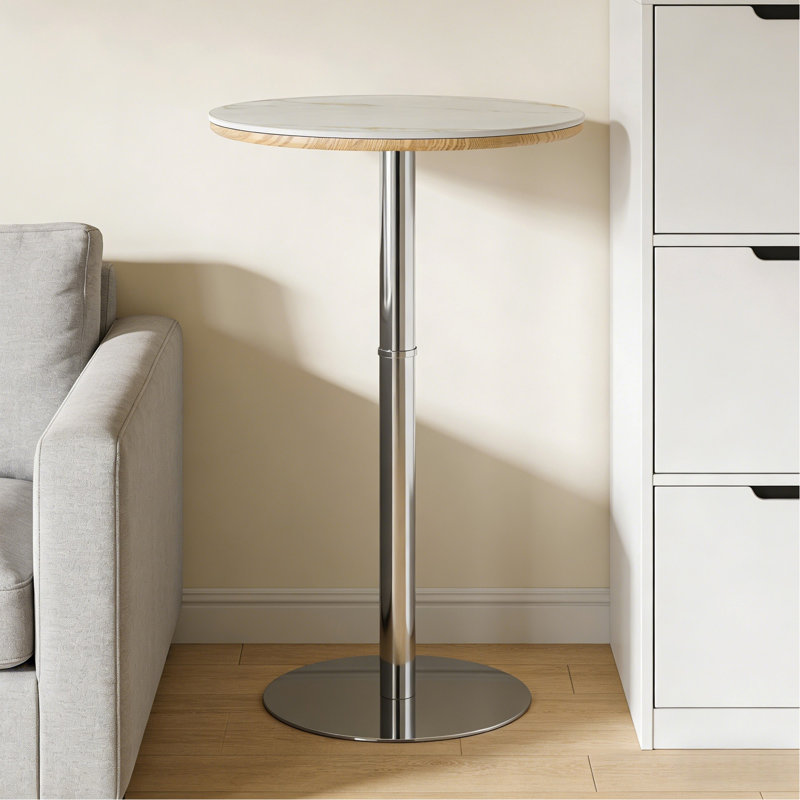 Table de bar Rock Slab Circular Table, Silver