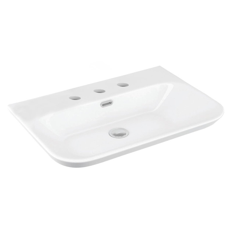 Edge 26.3'' L Bathroom Sink, Three Holes