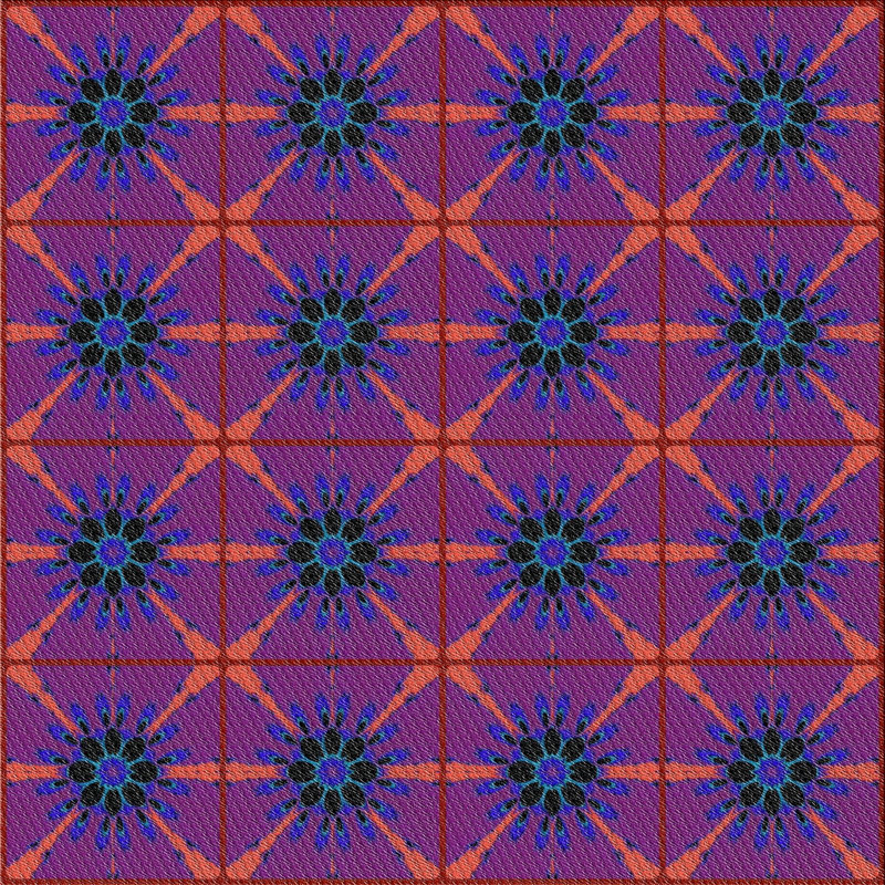 Rose géométrique/Tapis décoratif violet, Carré 3 pi