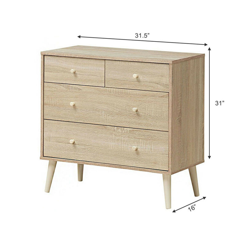 Maldanado 31.5'' W 4 - Drawer Dresser, Oak