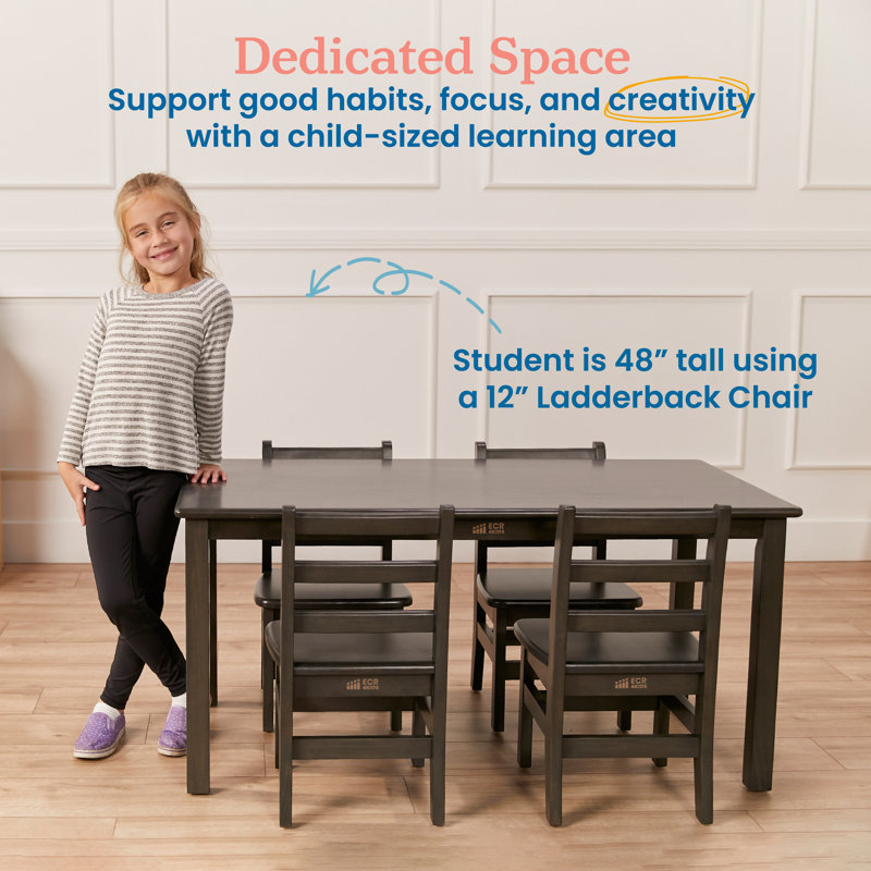 ECR4Kids 24in x 48in Rectangular Hardwood Table with 22in Legs, Children's Furniture, Gray Wash