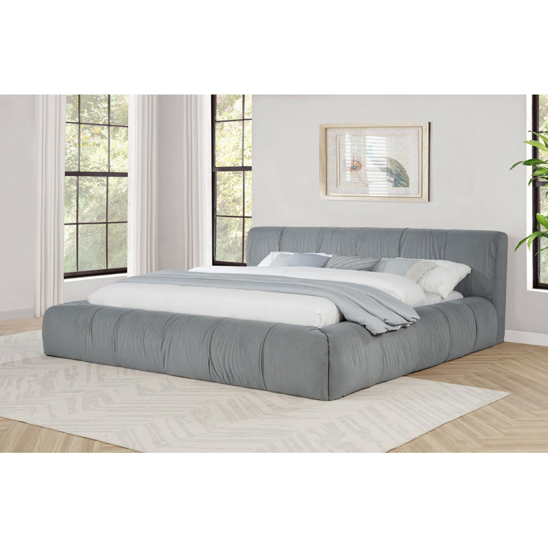 Upholstered Platform Bed Grey, California King