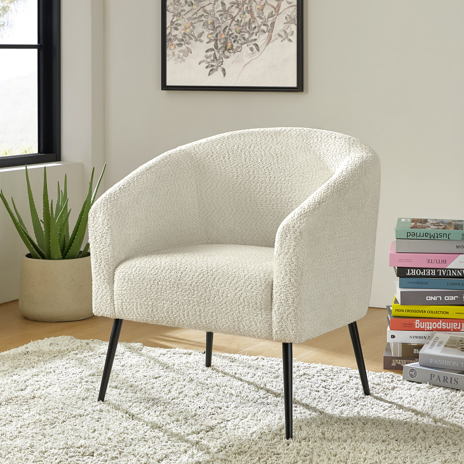 Wade Logan Cadie Modern Boucle Armchair with Metal Legs & Reviews ...