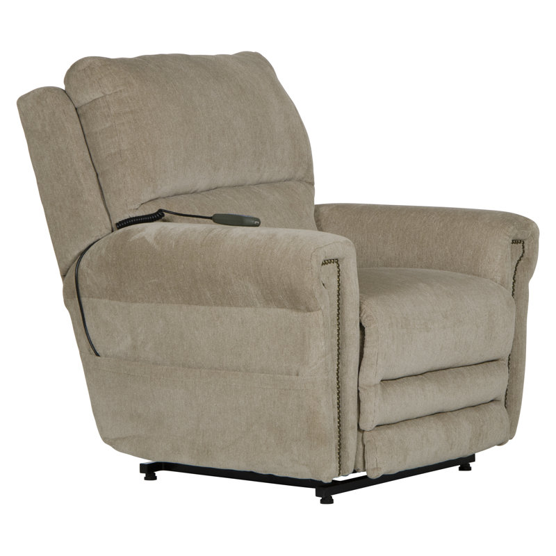 Warner Upholstered Recliner, Beige Chenille, Adjustable Headrest