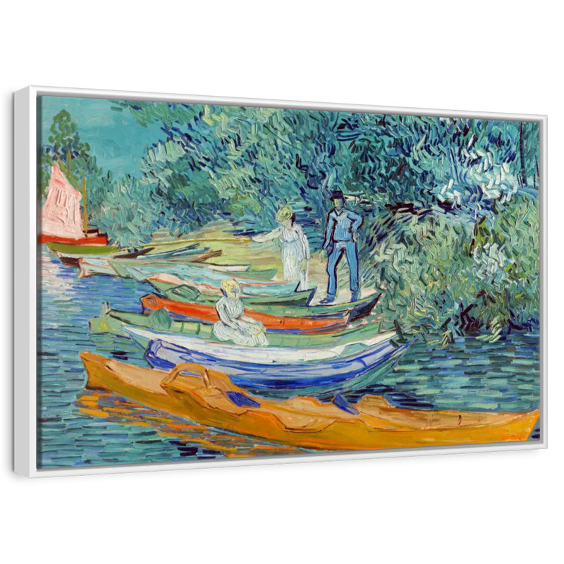 Rive de l'Oise à Auvers, Cadre flottant blanc, 13 po x 9 po
