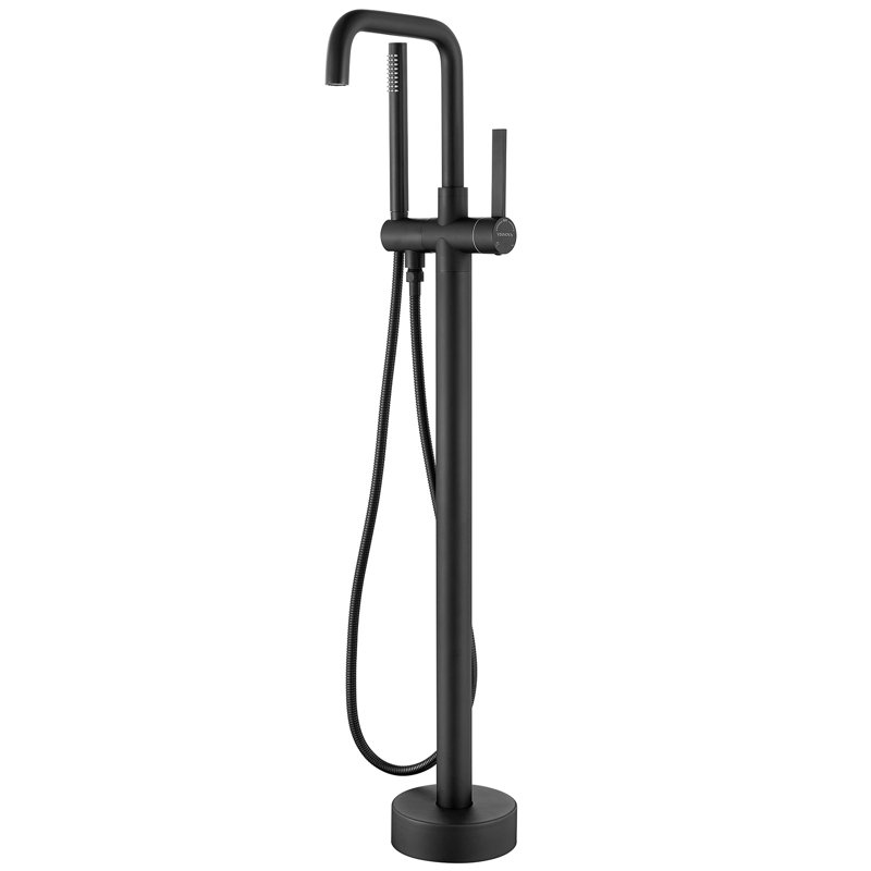 Delara 1 Handle Bathroom Freestanding Tub Filler with Diverter, Matt Black