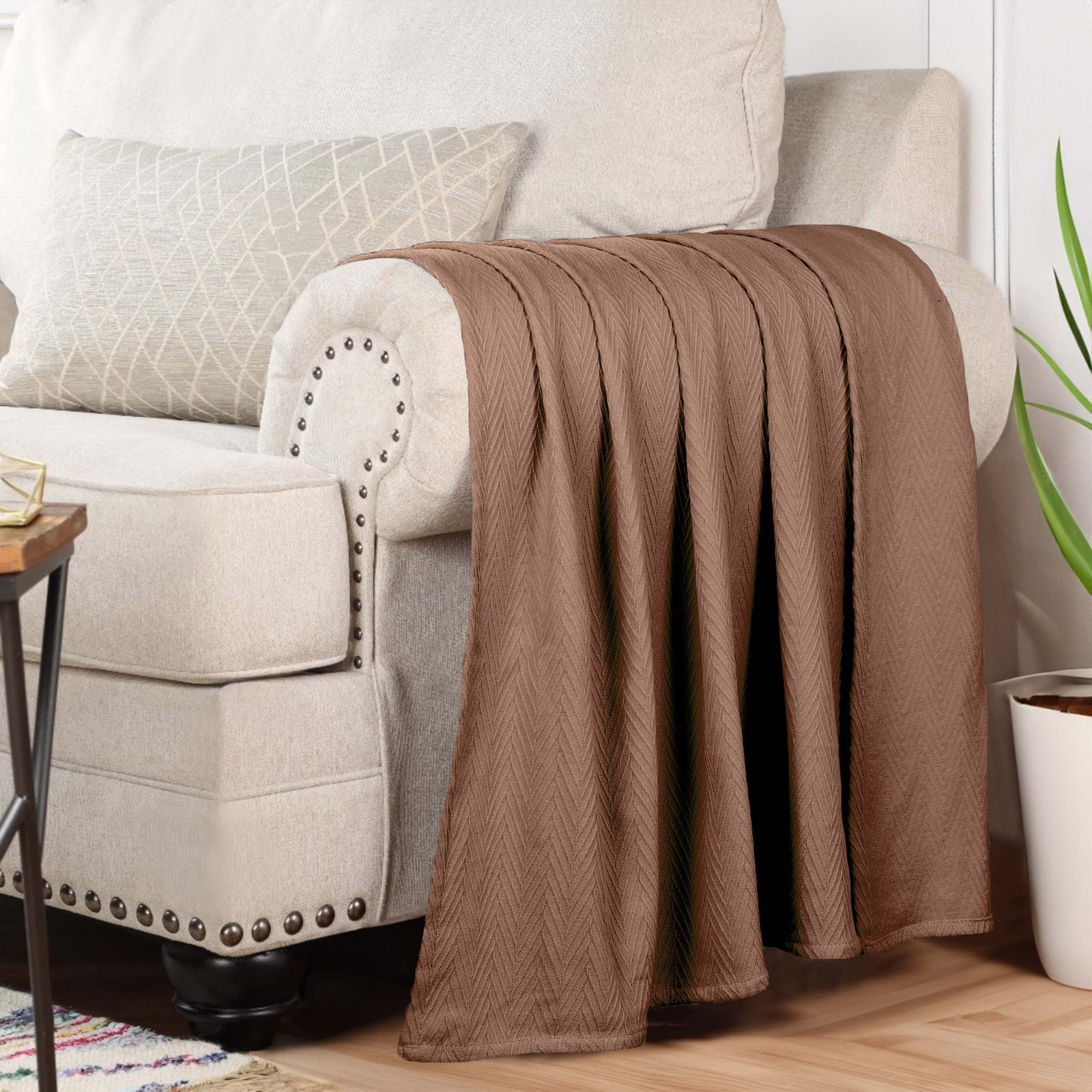 Jareth Cotton Throw Blanket, Full/Queen, Navy Blue