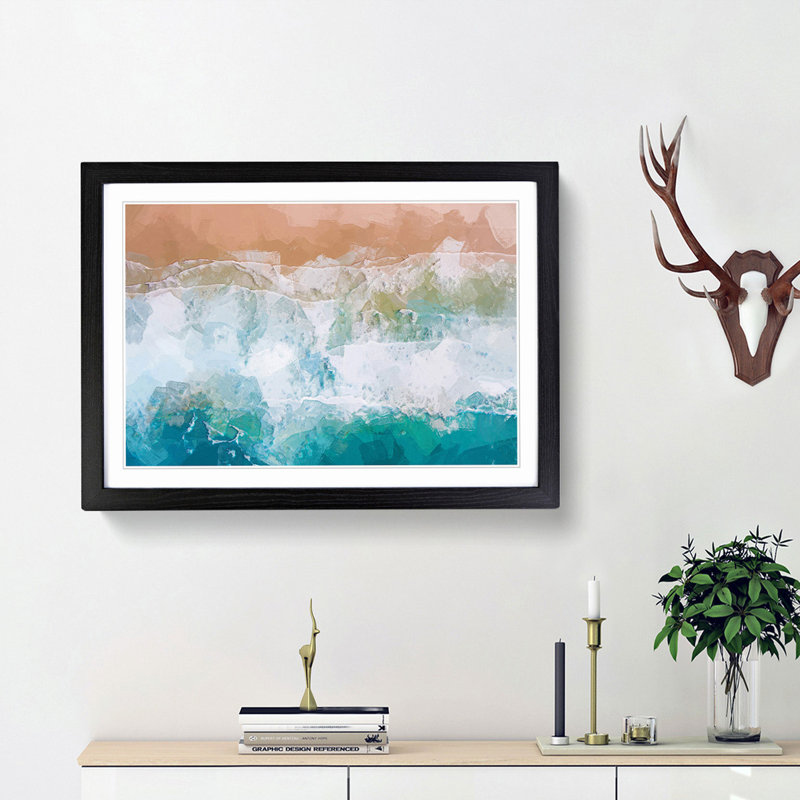 Beach Waves in Australia in Abstract - Picture Frame Graphic Art Print on MDF, 36cm H x 48cm W x 2cm D, Black Framed