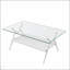 Table basse élégante et moderne avec plateau en verre trempé et pieds en métal blanc durable pour des espaces de vie élégants-1052337435