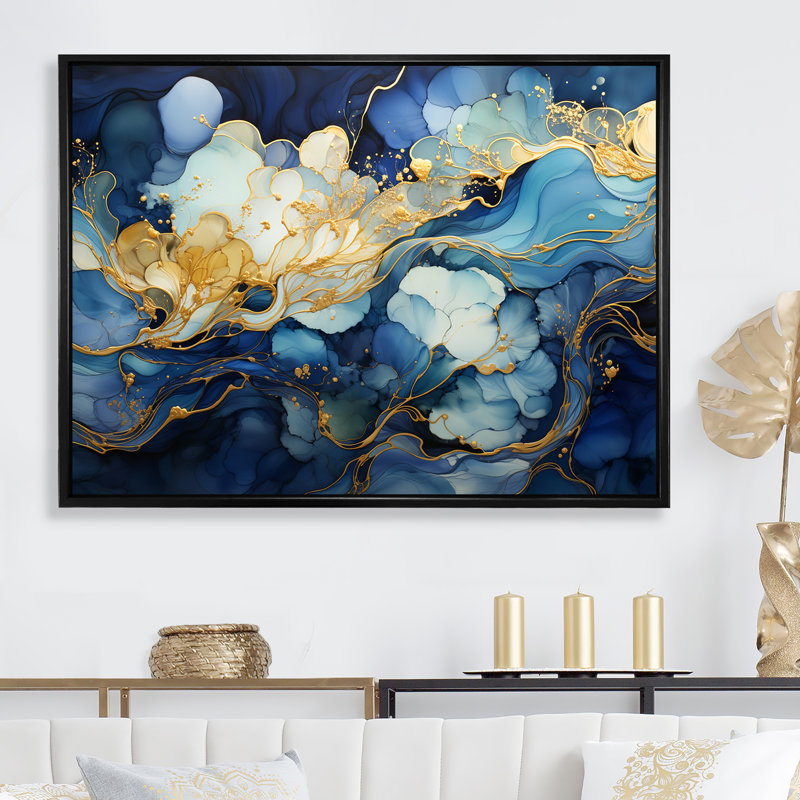 «Celestial Blue and White Sky», impression sur toile, H 30 po x l 40 po x P 1,5 po, Cadre flottant noir