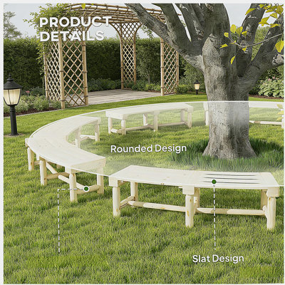 Banc d'extérieur semi-circulaire rond, banc de jardin en bois