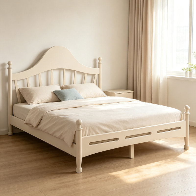 Grand lit plateforme avec tête de lit chic, structure de lit en bois massif avec support à lattes, aucun sommier tapissier requis