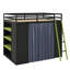 Lit mezzanine double avec garde-robe, tablettes, rideaux occultants et éclairage RVB-1564248384