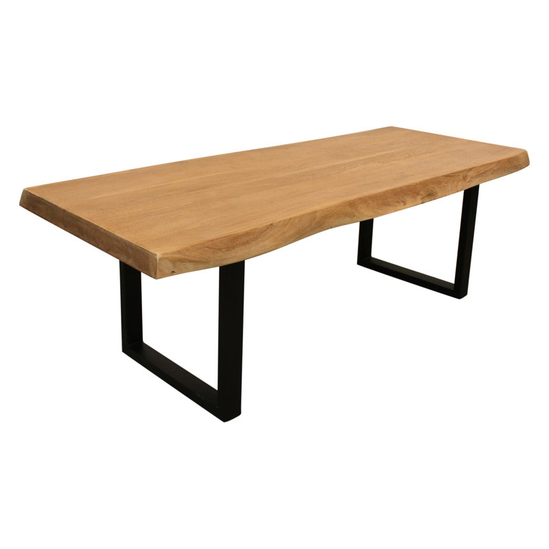 70" Natural And Black Solid Wood And Iron Live Edge Coffee Table