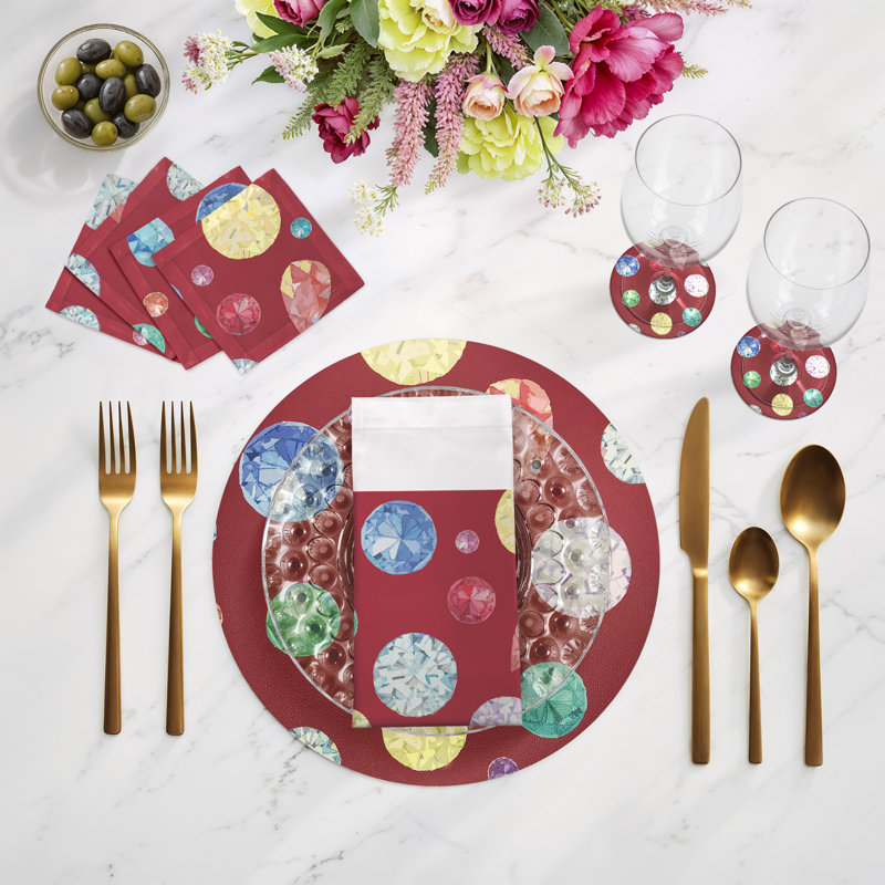 Jewel Pebble 16" Vinyl Placemat, Red