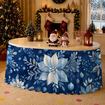 Décoration de Noël, jupe de table imperméable en Dacron, nappe de table à manger, nappe de table à thé, composition florale festive, abat-jour