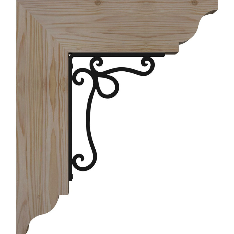 Support simple en fer 4 "Orleans, H 14 po x P 11 1/2 po, Sapin de Douglas de l 3 1/2 po x T 2 po (lisse)