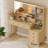 48'' Makeup Vanity Set With 36'' Large Mirror & Led Lights, Retro Vanity Desk With 7 Drawers & 3 Shelves, Vanity Table With Charging Station For Bedroom-1207794800