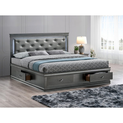 Lorana  Full Bed (Mattress Not Included), Gunmetal Gray