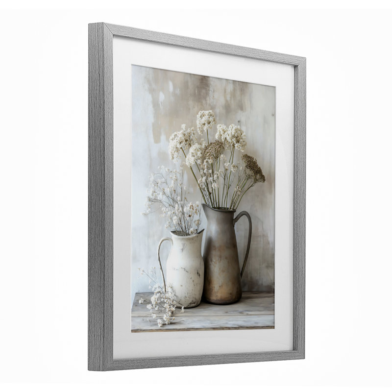 «Rustic Flower Arrangement in Pitchers», reproduction encadrée sous verre, design by Creative Studio, 21 x 17