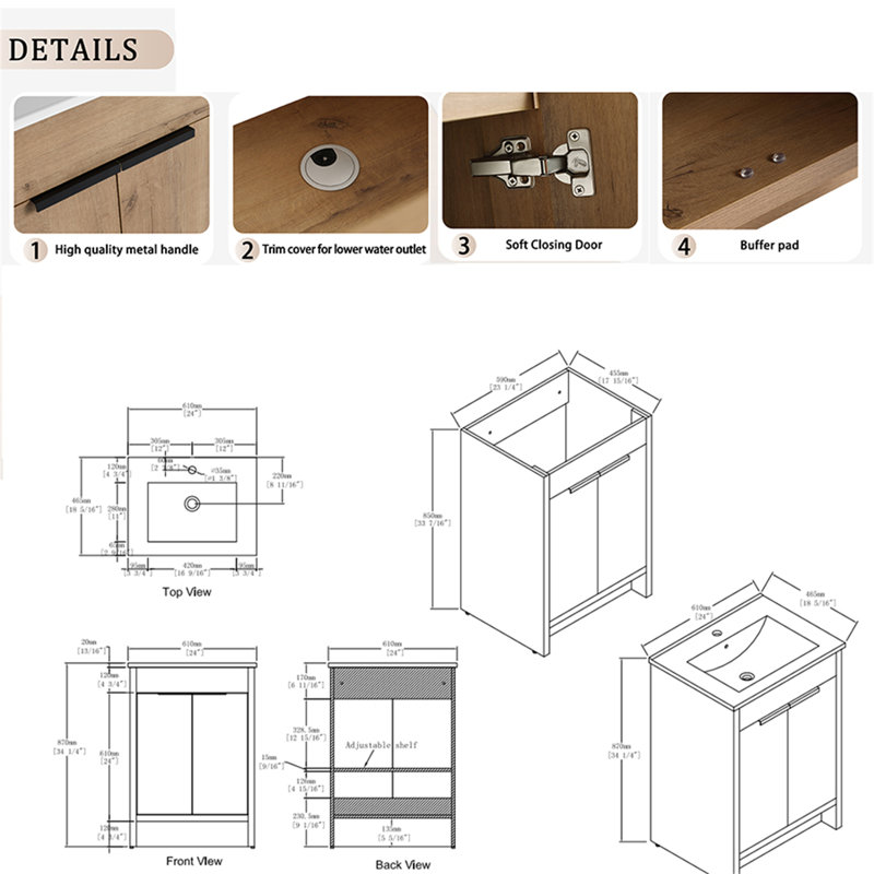 Ilijah 24'' Single Bathroom Vanity with Ceramic Top
