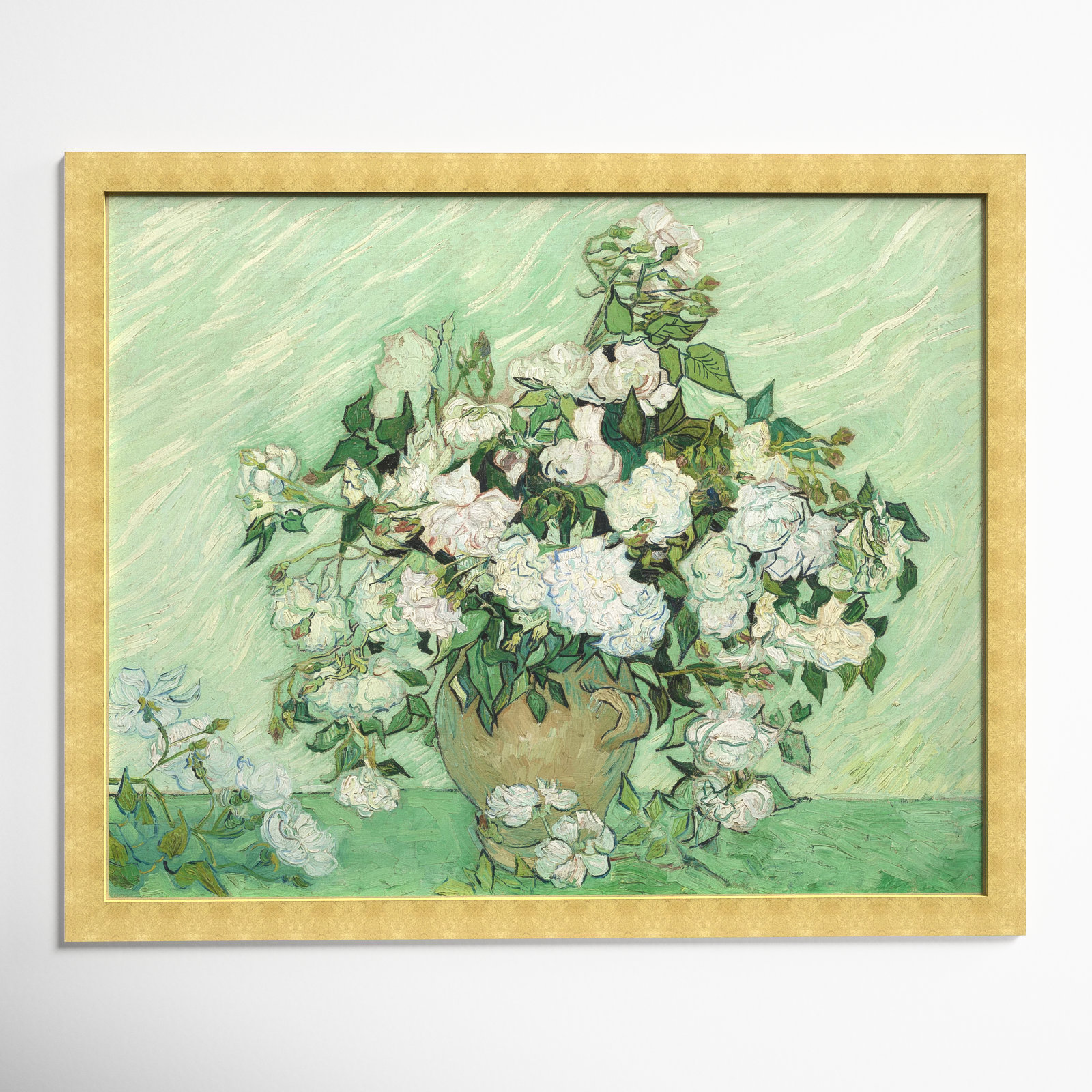 Van Gogh - Roses by Oliver Gal, 26" H x 32" W x 0.5" D, Gold