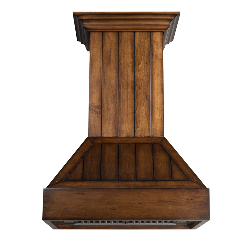 36" Wood 700 CFM Ducted Wall Mount Range Hood in Rustic Light