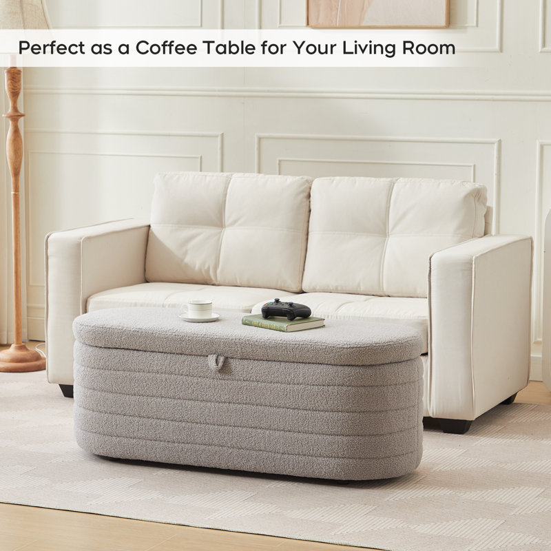 Skandar Storage Ottoman Bench for End of Bed, Grey