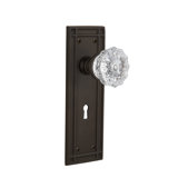 Clear Crystal Interior Mortise Door Knob with Mission Long Plate