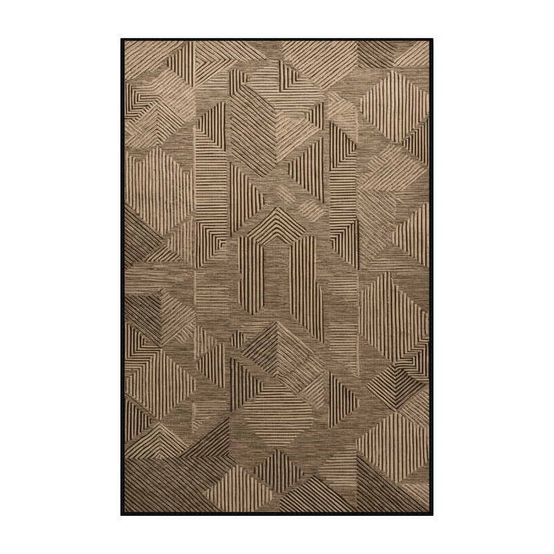 Tapis art déco brun lavable à la machine, Rectangulaire 3 pi x 5 pi
