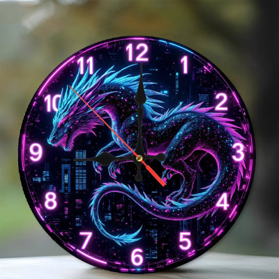 Horloge néon dragon