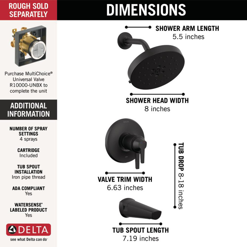 Galeon™ Tub and Shower Faucet, Matte Black