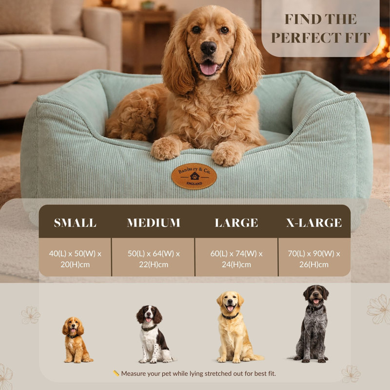 Corduroy Pet Bed, 20cm H x 50cm W x 40cm D
