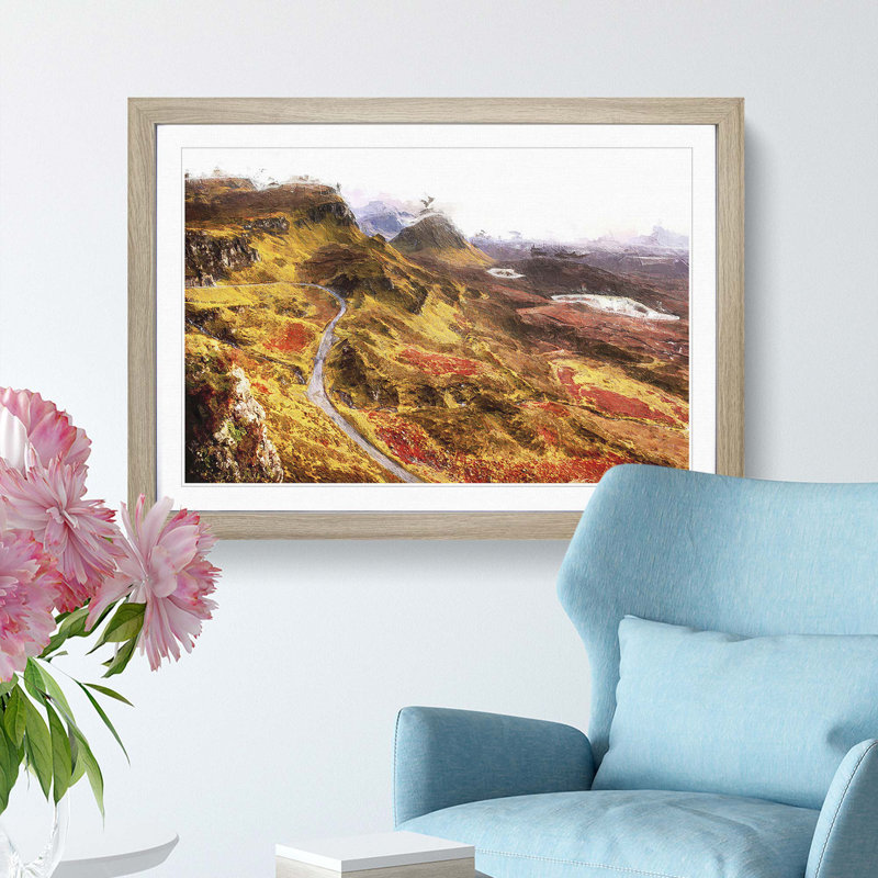 Mountain View in Scotland - Picture Frame Painting Print, 36cm H x 48cm W x 2cm D, Oak Framed