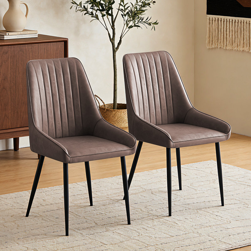Modern Faux Leather Upholstered Dining Chair with High Back , Brown