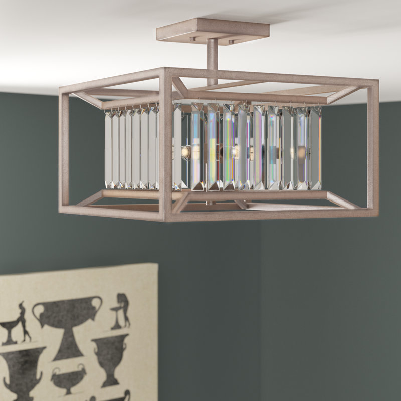 Syracuse Glass Semi Flush Mount, Aged Platinum