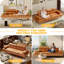 Canapé-lit convertible à dossier réglable en similicuir 3 places avec dossier réglable et appui-tête inclinable pour chambre à coucher, brun