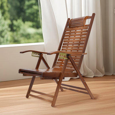 Bamboo Folding Lounge Chair Reclining Chair With Adjustable Backrest And Massage Hammer by Winston Porter