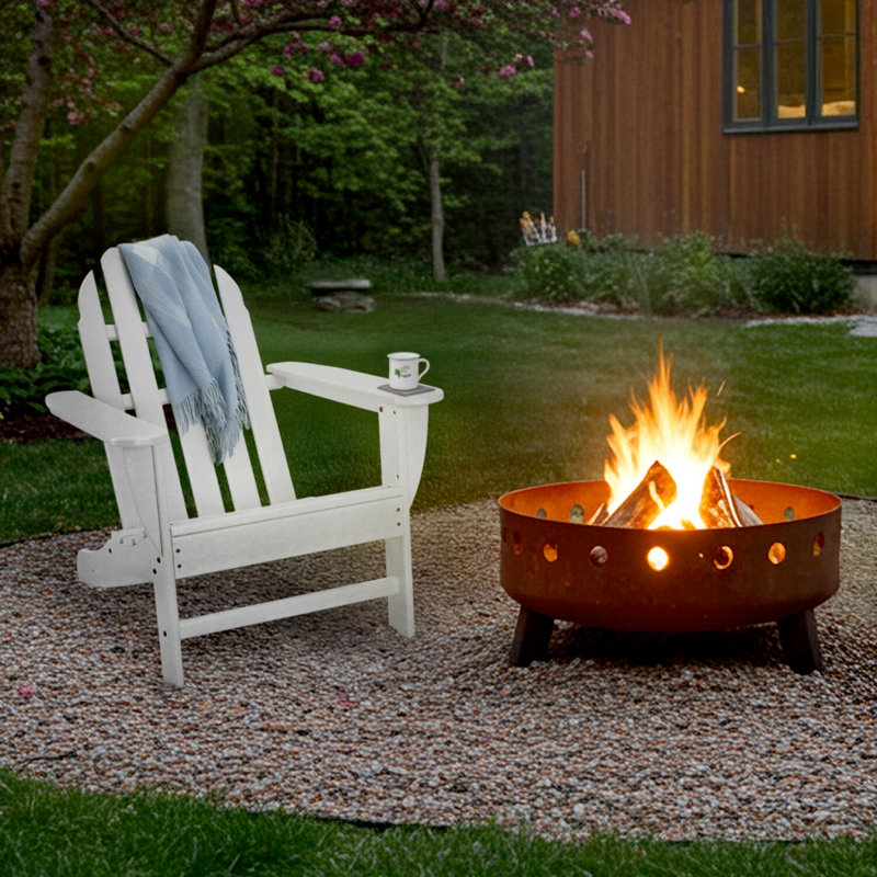 Keenan Wood Outdoor Adirondack Chair, White