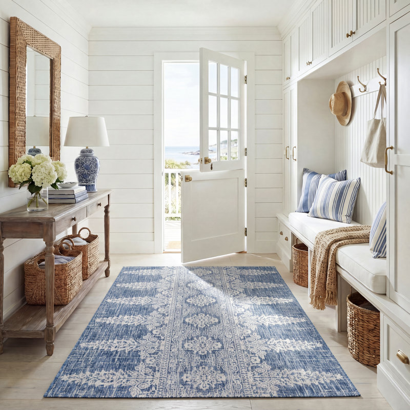 Melzina Performance Floral Indoor/Outdoor Area Rug, Rectangle 5'3" x 7'7"