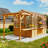 16 X 7 Ft Spruce Wood Greenhouse, Walk-in Green House With Pergola, Top-hung Folding Windows, Built-in Workstation & Staging Shelves-124433993